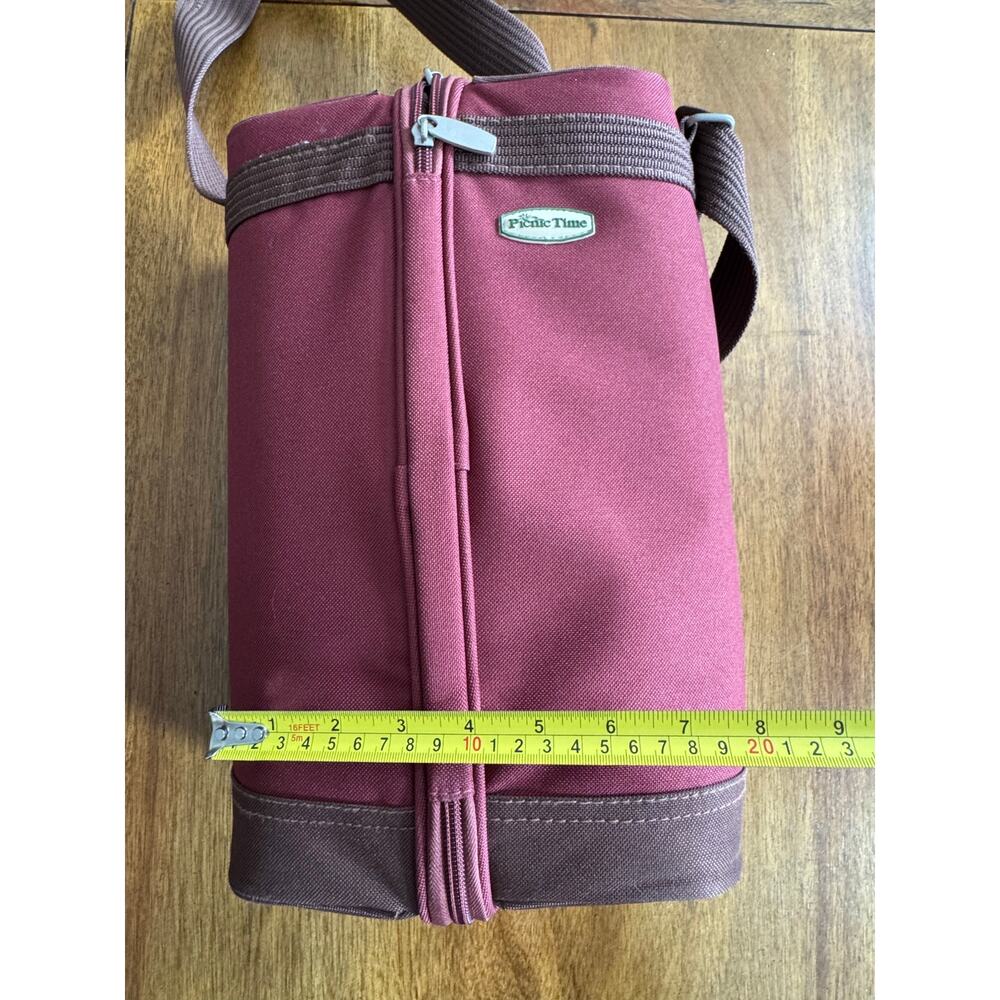 Picnic Time Wine Tote Insulated Bottle Carrier Burgundy Travel Case - Picture 9 of 10